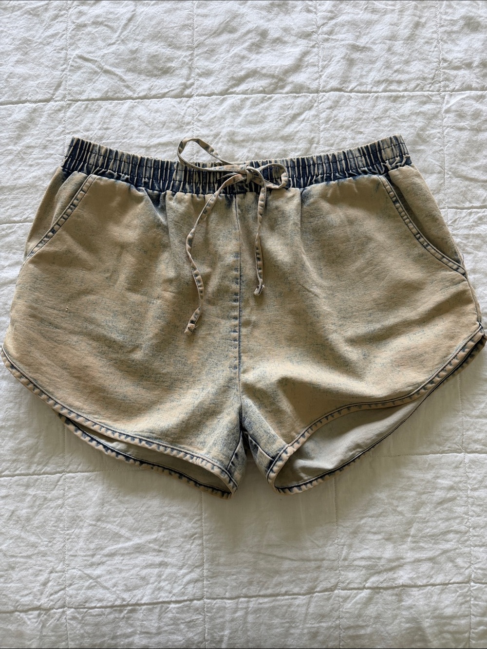 Women's Washed Tan Drawstring Shorts